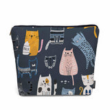 Kalygon Cat Makeup Organizer Bag Cosmetic Bag For Men Women, Cute Pet Kittens Cats Colorful Travel Toiletry Bag Flax Makeup Bags