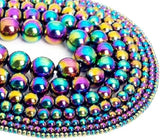 Zenkeeper About 180 Pcs Rainbow Hematite Beads for Jewelry Making 4 MM Rainbow Hematite Gemstones Loose Stone Beads