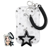3Pcs Photocard Holder, Id Card Holder, Cute Id Card Cover With Spring Rope And Star Keychain, Photo Card Holder Keychainid, Card