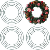 TIHOOD 3PCS 10Wire Wreath Frames Green Christmas Metal Round Wreath Form Wire Frames for Floral Arrangements Craft DIY Thank