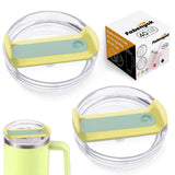 Fabenyok 40 OZ Tumbler Lid Replacement Fit for Stanley Cup, 2 Pack Clear Replacement Lids Fit for Stanley Travel Tumbler, Spill Proof Tumbler Covers for Stanley Cup Accessories (Clear - Pomelo)