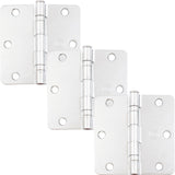 Stone Harbor Hardware 3-1/2 Ball-Bearing Door Hinges, 1/4 Radius Corner, Polished Chrome, 3-Pack