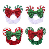 JIAHANG Christmas Velvet Mouse Ear Hair Scrunchies Lollipop Sequins Bow Ponytail Holder Festival Costume Hair Accessories for Wo