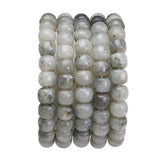 BEADIA Natural Spectrolite Flat Cut Round Drum Stone 8mmx7mm Loose Semi Gemstone Beads for Jewelry Making 38cm