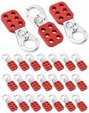 QWORK Stainless Steel Lockout Hasp 24 Pack, Multi-Person Safety Lock for Electrical, Maintenance & Industrial Equipment, Lock Ou