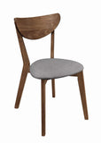 Benjara Wooden Plectrum Shape Padded Seat Dining Chair, Set of 2, Gray and Brown