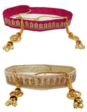 Navti Creations WomenS Combo Of 2 Kamarband (Bridal Belt) Pink & Golden (Adjustable) Width 3Cm