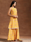 Libas Women'S Silk Blend Printed Kurta Set (36813_Yellow