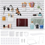 17 Pcs 33 x 22 Pegboard Combination Kit and 16 Peg Board Accessories (Shelf Storage Bins Hook Brackets Clips) Pegboard Wall Moun