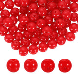 HARFINGTON 100pcs Red Acrylic Round Beads 10mm Dia 1.9mm Hole Plastic Resin Smooth Balls Loose Bead for Jewelry Making Bracelets