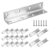 Redunest L Bracket, Heavy Duty Corner Brace, 20 Pack 5.51 Metal Shelf Bracket Angle Bracket for Shelves, Polished Silver Stainle