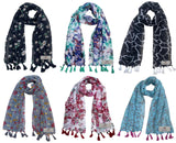Fusfus WomenS Printed Chiffon Scarves And Stoles, Free Size(Multicolour, Fs1733) Pack Of 6 (Multicolor1)
