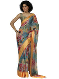 Libas Women'S Poly Chiffon Saree (16168_Blue)