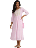 Libas Women'S Cotton A-Line Maxi Dress (37217_Pink