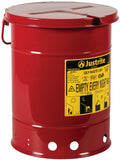 Justrite 6 Gallon Galvanized Steel Oily Waste Can, 16 x 12 Metal Oil Rag Safety Can with Hand Operated Self-Closing Lid for Oil
