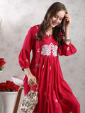 Anni Designer Women'S Rayon Blend Anarkali Printed Kurta With Pant (Anveshi Pink-Vks04_M_Pink_Medium),Pink,M,,,