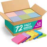 Sticky Notes, 72 Pads, 3x3 Inches Self-Stick Note Pads, Perfect for Office, Study, and Daily Life Organization - Bright