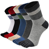 Caidienu Mens Toe Socks Cotton Athletic Running Five Finger Crew Socks