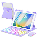 EAMPANG Case with Keyboard Mouse for iPad 9th 8th 7th Generation 10.2 inch,7 Rainbow Backlit Detachable Keypad Rotatable Magneti