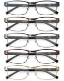 JOLISU 5PCS Reading Glasses Men - Blue Light Blocking Computer Metal Thin Frame Readers For Mens/Women(3.5)