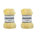 Buvemu Eyelash Fun Fur Yarn 100 Gram (3.53 Ounces) 175 Yards (160 Meters) (Light Yellow - 2 Skeins)