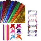 TOYSFAST Combo (40 Gift Wrapping Plastic Paper + 40 Best Wishes Sticker + 40 Gift Flower) Gift Wrapping Sheet, Wrapping Paper,Gi