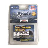 Brother Laminated Tape Black on White Extra Strength (Clam), 12mm (TZeS231CS)