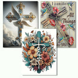 Axquilon Religious Diamond Art Kits for Adults - 3 Pack Cross Diamond Painting Kits for Adults, 5D Round Full Drill Christian Ge