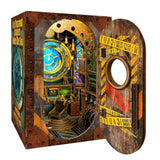 Ahilmrn DIY Book Nook Kit for Adults Miniature Dollhouse 3D Wooden Deep Sea Bookshelf Booknook Open and Cose Hatch Bookcase Mode