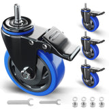4 Inch Stem Caster Wheels Heavy Duty with Dual Locking 2200Lbs, Threaded Stem Casters 3/8 -16 x 1, Swivel Industrial Casters Set