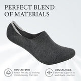 Xjarvis Premium 5 Pairs No Show Low Cut Loafer Socks For Men & Women Non Slip With Combed Cotton Socks For Sports Running & Hiking Pack Of 5 Dark Grey (Free Size),White,8,B0B4G34NGM