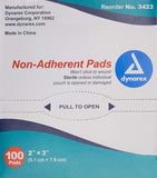 Dynarex NonAdherent Pad, Sterile, 2x3, Box/100