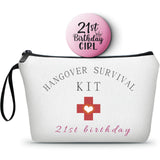 KONSOM 21st Happy Birthday Unique Funny Gifts for Her 21 Year Old Women Sisters Friend Bestie Daughter Cosmetic Bag with Mirror