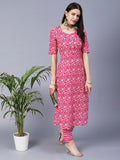 Gosriki Women'S Cotton Blend Printed Straight Kurta With Pant Pack Of 2 (Combo-Sachi-Azrak-Gs_L_Multi_Large) Multicolour,Multicolour,,B0CM9LCJ1S