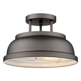 zeyu Farmhouse Semi-Flush Mount Ceiling Light - 2-Light 12 Inch Ceiling Light Fixture for Bedroom Kitchen Hallway, Oil Rubbed Br
