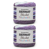 Bernat Blanket Patchwork Purple Pop Yarn - 2 Pack of 300g / 10.5oz - 100% Polyester - #6 Super Bulky - 220Yards - Knitting/Croch