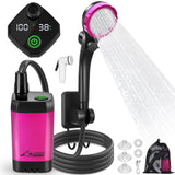 WADEO Portable Shower for Camping, 6000mAh Rechargeable Camping Shower with LED Display, 4 Spray Modes, IPX7 Waterproof Outdoor