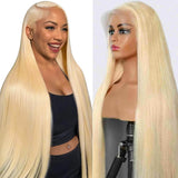 ENFLOKT 613 13x6 Lace Front Wig Human Hair 200% Density Straight Blonde Lace Frontal Wigs Human Hair Pre Plucked Blonde 13x6 HD