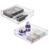 iDesign Plastic Makeup Drawer Organizer Tray, Set of 2, Clear