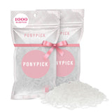 PONY PICK Clear Hair Elastics 1000 Pack | Strong Mini Hair Ties for Braids, Ponytails & Buns | No-Snag, Durable, Stretchy Elasti