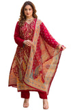Anni Designer Women'S Rayon Viscose Straight Printed Kurta With Pant & Dupatta (Setul Red_L_Red_Large),Red,L