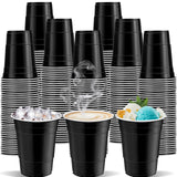cssopenss 120 pcs 16 oz black plastic cups 16 oz black plastic Disposable Cups black Party Cups for drinking Tastings served Sna