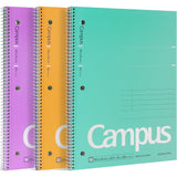 Kokuyo Spiral Notebook, 3 Pack Campus 101/2 X 8 Subject Notebooks With Wide Ruled, 80 Sheets, Purple Orange Turquoise 3 Holes