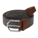 Mutaqinoti MenS Brown And White Stretchable Braided Belts For Men And Women Woven Belt With Leather Ends (3034 Inch Waist) (B