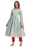 W for Woman Women's Cotton Floral Kurta, Slim Pant & Dupatta (23AUWS19709-121086_Sky Blue