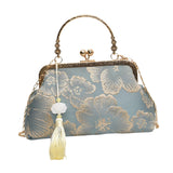 Ecomistiq Women Vintage Retro Style Handbag Elegant Tote Bag Kiss Lock Crossbody Purse