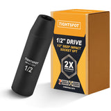 TIGHTSPOT 1/2 Inch Drive 1/2 Inch Deep Impact Socket with Anti-Rounding 6 Point Design, Heat-Treated CRV Steel