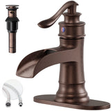Copper Waterfall Bathroom Faucet Brass Single Handle Bathroom Sink Faucet