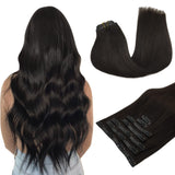 MAXITA Remy Human Hair Seamless Clip in Extensions, 22 Inch 7PCS Dark Brown,15Og Thick Invisible Natural Straight Hair Extension