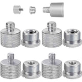 8Pcs Slivery Mic Thread Adapter Kit 5/8 to 3/8 Screw Adapters 1/4 to 5/8 Stand Adapter Aluminum Alloy 8 pcs slivery